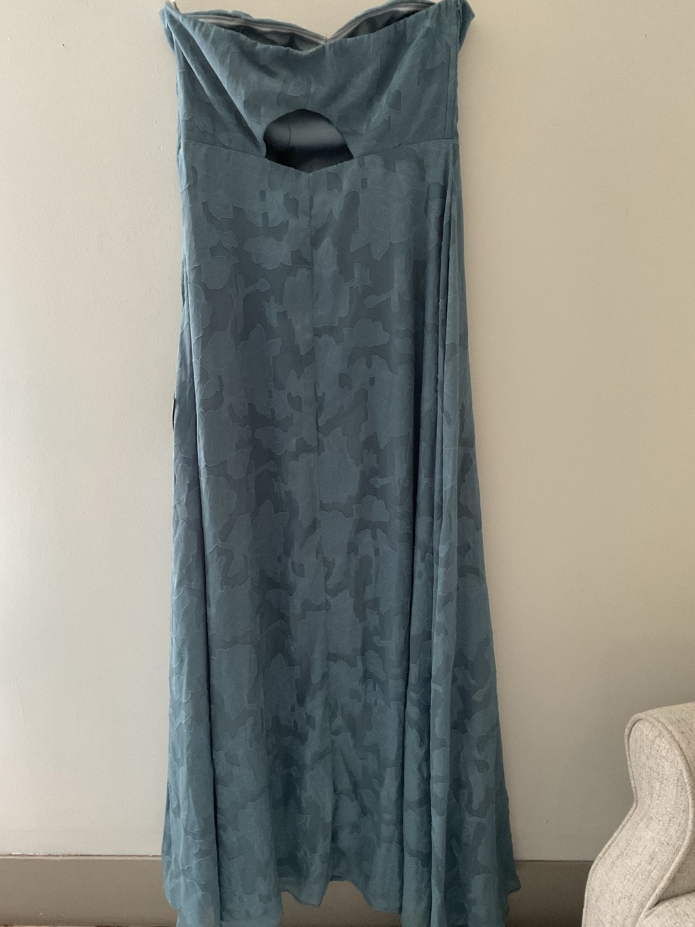 Lulus Garden Romance Dusty Blue Floral Burnout Strapless Maxi Dress NWT Large - Picture 6 of 13